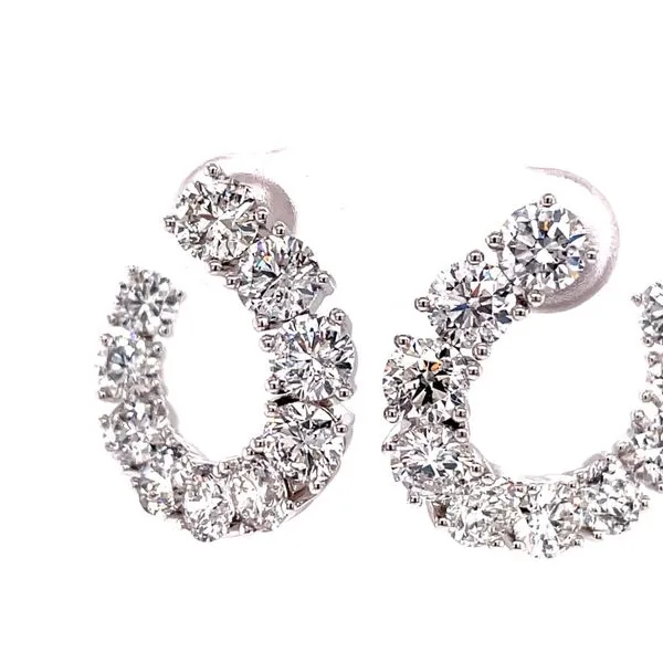 14k White Gold mall Hoop Diamond Earrings Image 3 Venus Jewelers Somerset, NJ