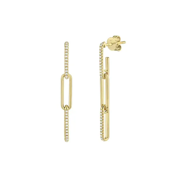 14kt Yellow Gold Paperclip Diamond Drop Earrings Venus Jewelers Somerset, NJ