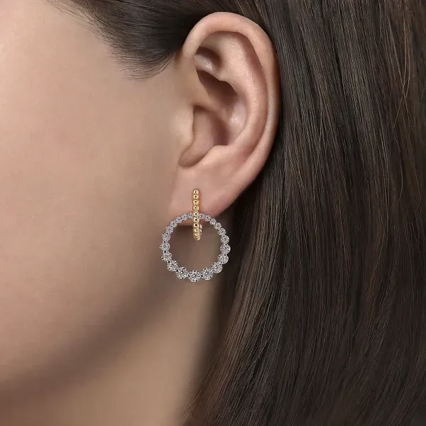 14kt Two-Tone Bujukan Drop Hoop Earrings Image 2 Venus Jewelers Somerset, NJ