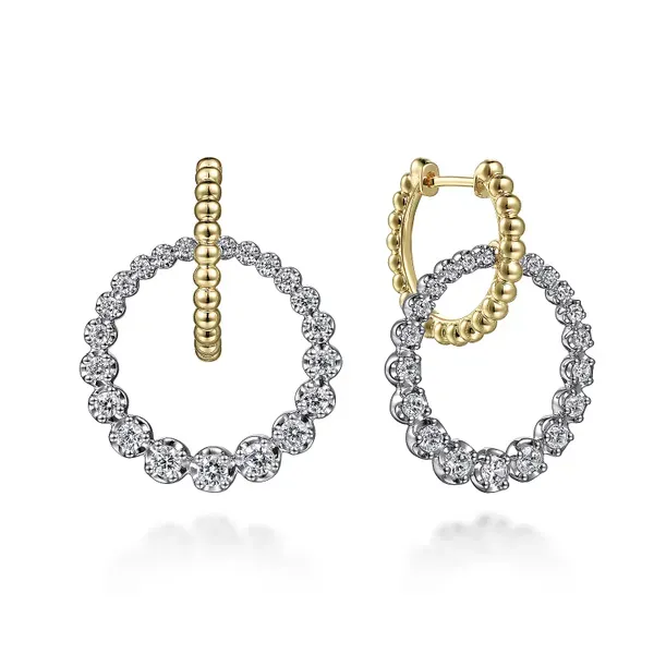 14kt Two-Tone Bujukan Drop Hoop Earrings Venus Jewelers Somerset, NJ