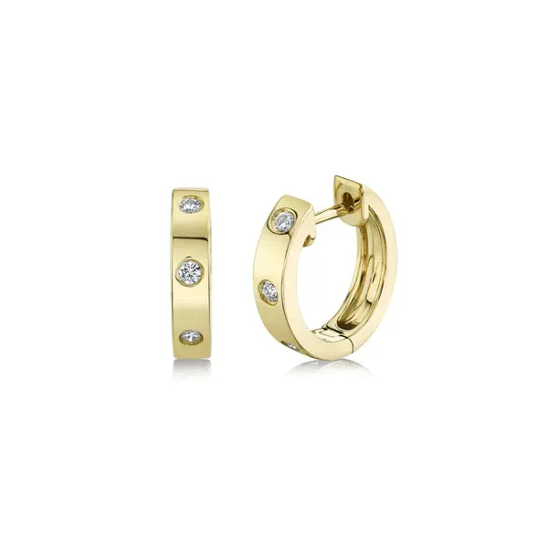 14 Karat Yellow Gold Diamond Huggie Earrings Venus Jewelers Somerset, NJ