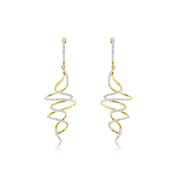 14kt Yellow Gold Diamond Free Form Drop Earrings Venus Jewelers Somerset, NJ