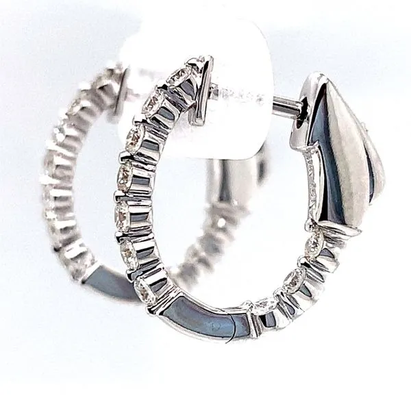 14Kt White Gold Small Diamond Hoops Image 2 Venus Jewelers Somerset, NJ