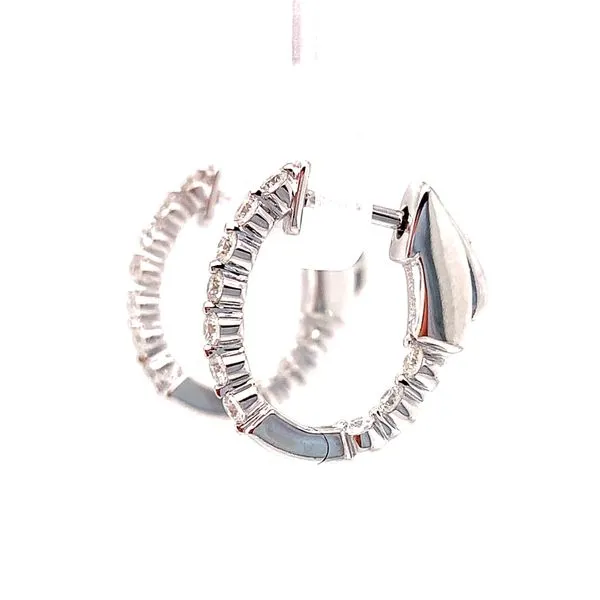 14Kt White Gold Small Diamond Hoops Image 3 Venus Jewelers Somerset, NJ
