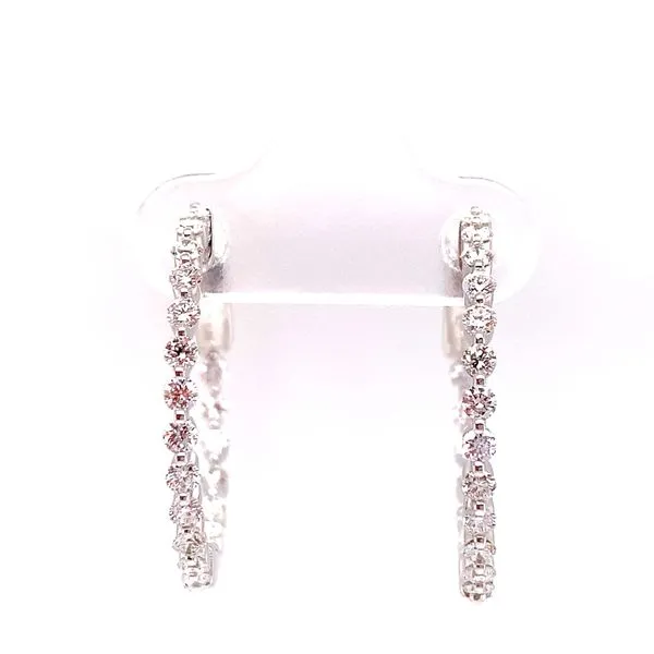14Kt White Gold Diamond Hoop Earrings Image 2 Venus Jewelers Somerset, NJ
