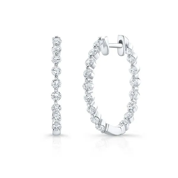 14Kt White Gold Diamond Hoop Earrings Venus Jewelers Somerset, NJ