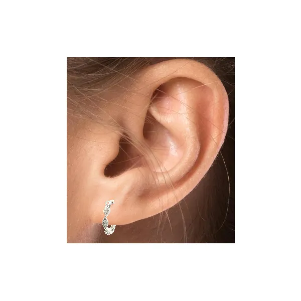 Lady's 14K White Gold Small Diamond Hoop Earrings – 0.06ct TW Image 2 Venus Jewelers Somerset, NJ