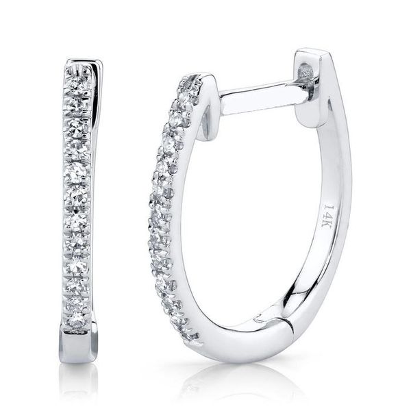 14 Karat White Gold Diamond Huggie Earrings Venus Jewelers Somerset, NJ