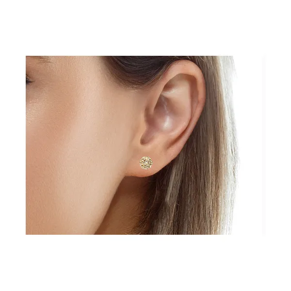 Lady's 14K Yellow Gold Circle Stud Earrings – 0.24ct Diamond Accents Image 2 Venus Jewelers Somerset, NJ