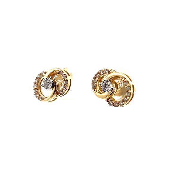 Lady's 14K Yellow Gold Stud Earrings with 26 Round Diamonds Image 2 Venus Jewelers Somerset, NJ