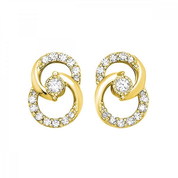 Lady's 14K Yellow Gold Stud Earrings with 26 Round Diamonds Venus Jewelers Somerset, NJ