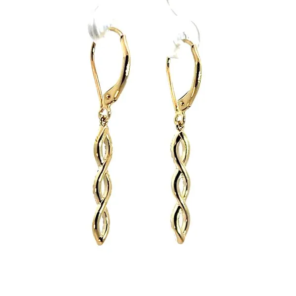 Lady's 14K Yellow Gold Eternity Drop Earrings with 40 Round Diamonds Image 2 Venus Jewelers Somerset, NJ