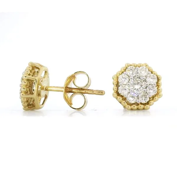 Lady's 14K Yellow Gold Diamond Cluster Button Earrings – 0.72ct Total Venus Jewelers Somerset, NJ