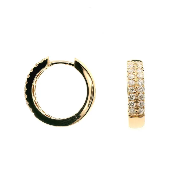 14K Yellow Gold Diamond Hoop Earrings – 0.50ctw Round Diamonds Venus Jewelers Somerset, NJ