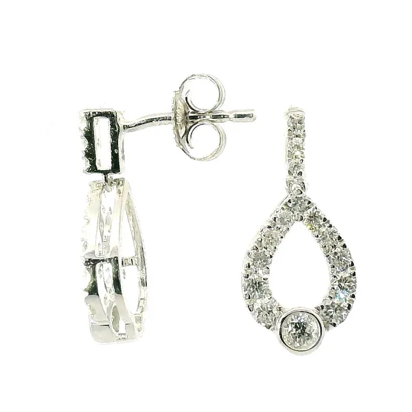 14K White Gold Diamond Drop Earrings – 0.50ctw Round Diamonds Image 2 Venus Jewelers Somerset, NJ