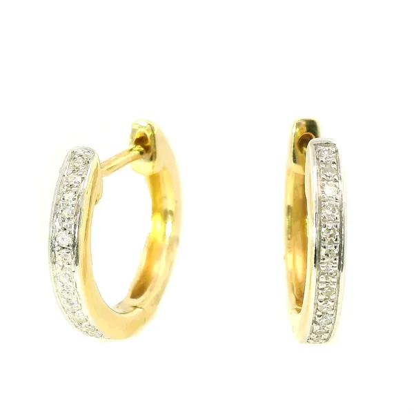 14K Yellow Gold Diamond Huggie Earrings | 26 Round Diamonds – 0.06ct TW Venus Jewelers Somerset, NJ