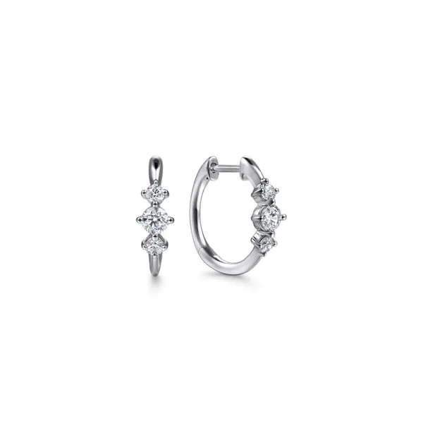 14K White Gold Diamond Huggie Earrings Venus Jewelers Somerset, NJ