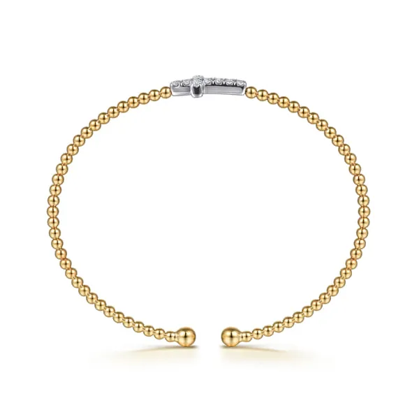 14K Yellow & White Gold Diamond Cross Split Bangle Earrings – 0.27ctw Image 2 Venus Jewelers Somerset, NJ