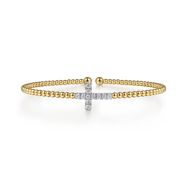 14K Yellow & White Gold Diamond Cross Split Bangle Earrings – 0.27ctw Venus Jewelers Somerset, NJ