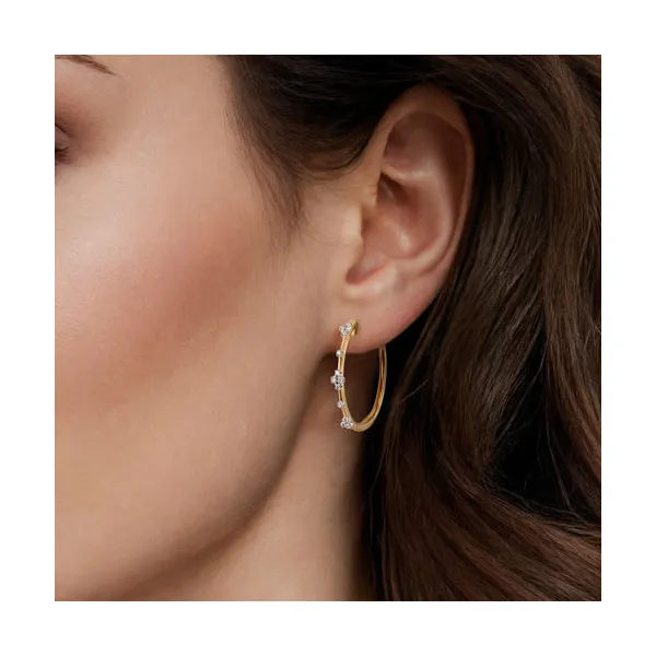 14K Yellow Gold 20Mm Round Classic Diamond Hoop Earrings Image 2 Venus Jewelers Somerset, NJ