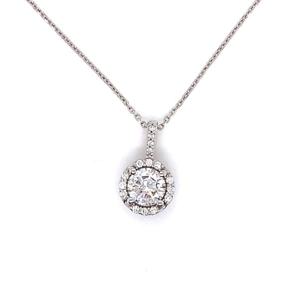 14Kt White Gold Halo Diamond Pendant Venus Jewelers Somerset, NJ