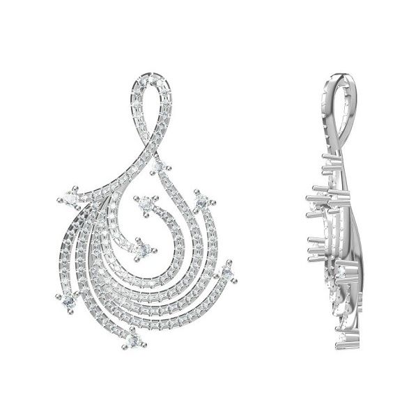 14Kt White Gold Swirl Diamond Pendant Image 2 Venus Jewelers Somerset, NJ