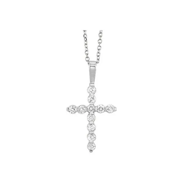 14 Karat White Gold Diamond Cross Pendant - 1/4ct Venus Jewelers Somerset, NJ