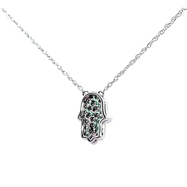 14K White Gold Diamond Hamsa Pendant – 18