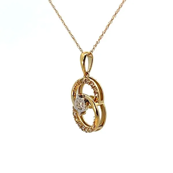 Lady's Yellow 10 Karat Geometric Pendant with Round Diamonds Image 2 Venus Jewelers Somerset, NJ