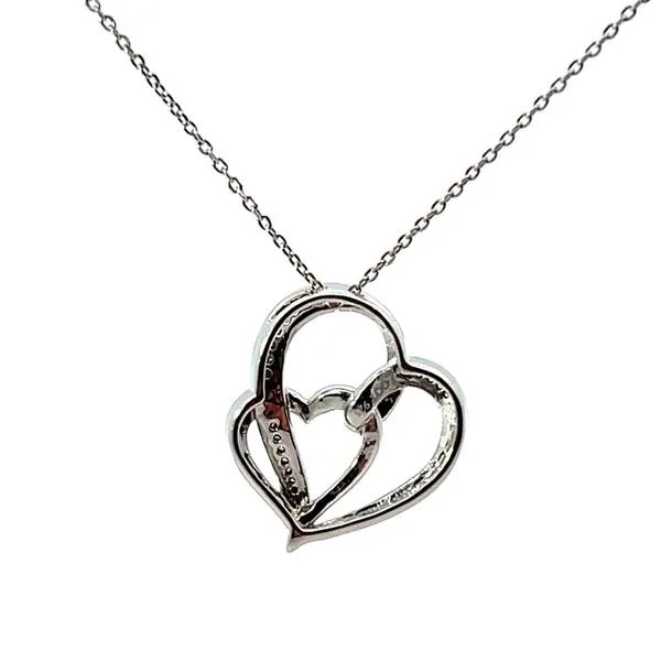 Double Love Sterling Silver Heart Pendant with Diamonds Image 3 Venus Jewelers Somerset, NJ