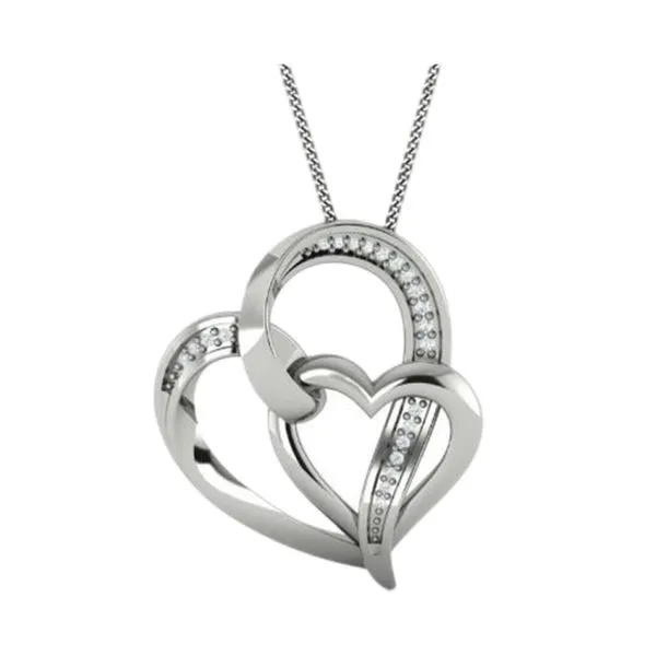 Double Love Sterling Silver Heart Pendant with Diamonds Venus Jewelers Somerset, NJ