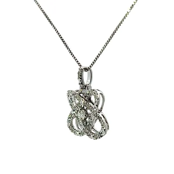 White Sterling Silver Starburst Pendant with Diamonds Image 2 Venus Jewelers Somerset, NJ