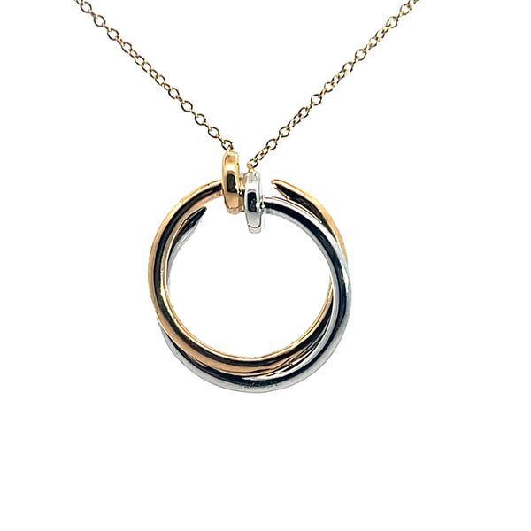 Lady's Yellow and White 14K Nail Pendant with 52 Round Diamonds Image 3 Venus Jewelers Somerset, NJ