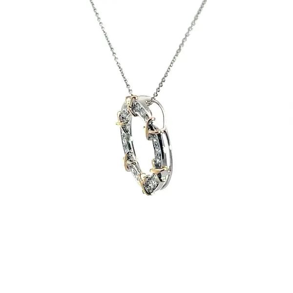 Lady's Yellow and White 14K X.O Pendant with 18 Round Diamonds Image 2 Venus Jewelers Somerset, NJ