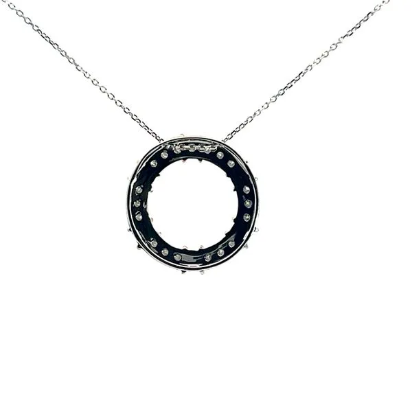 Lady's Yellow and White 14K X.O Pendant with 18 Round Diamonds Image 3 Venus Jewelers Somerset, NJ
