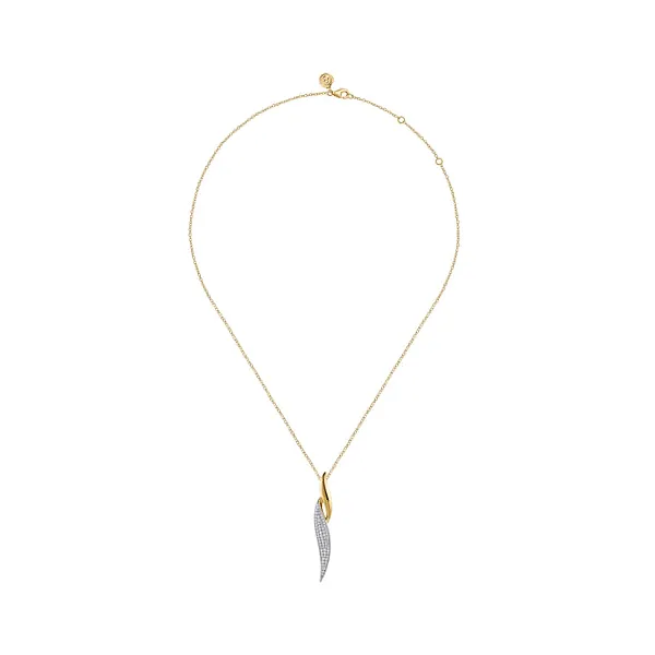 Two-Tone 14K Gold Drop Pavé Pendant – 0.50ctw Diamonds on 17.5