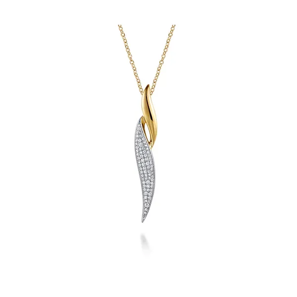 Two-Tone 14K Gold Drop Pavé Pendant – 0.50ctw Diamonds on 17.5