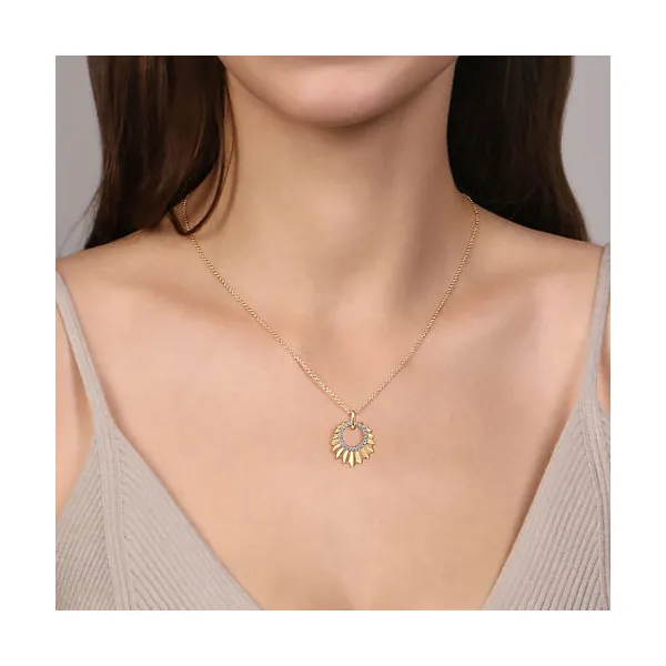 Yellow 14K Gold Diamond Cut Pendant – 0.11ctw on 17.5