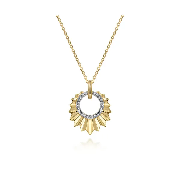 Yellow 14K Gold Diamond Cut Pendant – 0.11ctw on 17.5