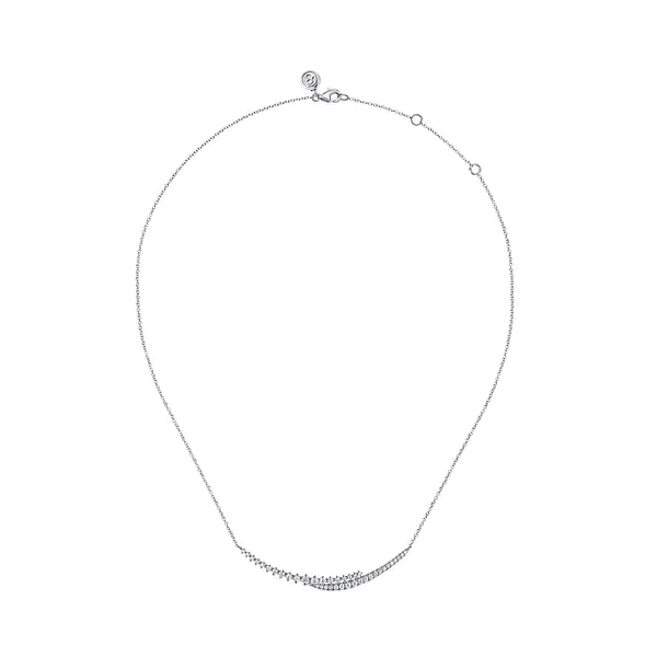 White 14K Gold Graduating Bar Pendant – 0.76ctw Diamonds on 17.5