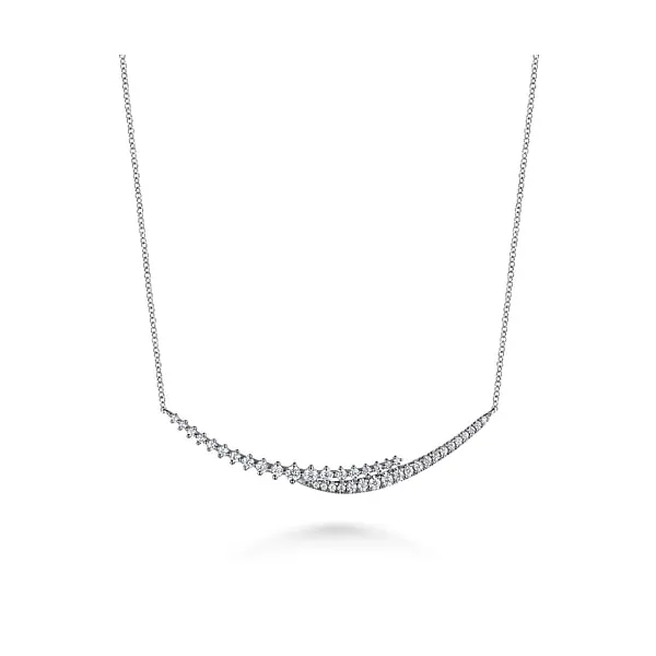 White 14K Gold Graduating Bar Pendant – 0.76ctw Diamonds on 17.5