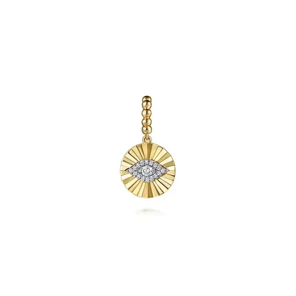 Lady's 14K Yellow & White Diamond Cut Evil Eye Pendant with 0.21 TW Diamonds Image 2 Venus Jewelers Somerset, NJ