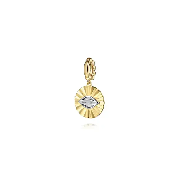Lady's 14K Yellow & White Diamond Cut Evil Eye Pendant with 0.21 TW Diamonds Image 3 Venus Jewelers Somerset, NJ