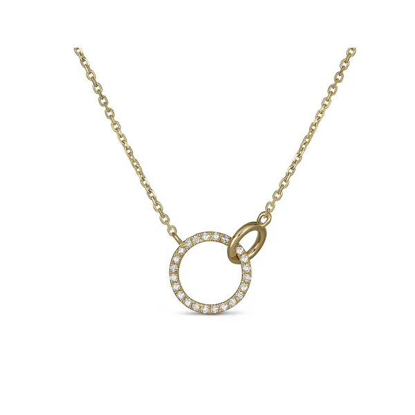14K Yellow Gold Long Link Pendant Necklace – 0.10ct Diamonds, 18