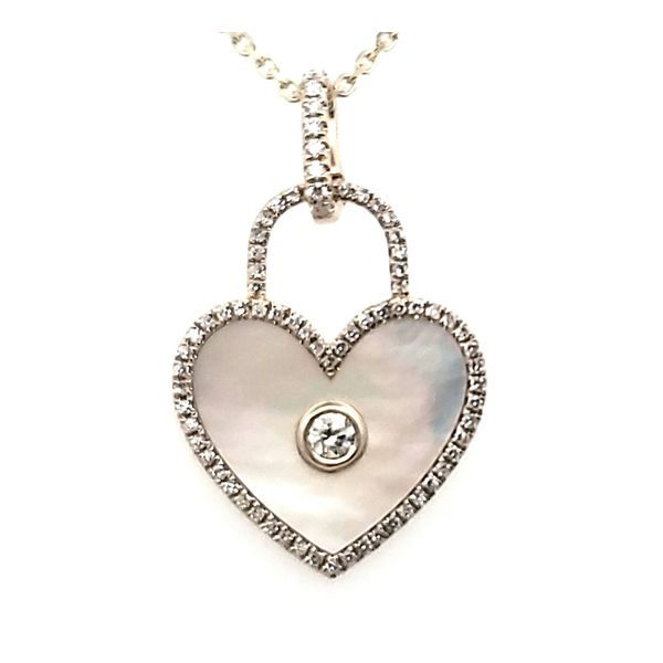 14K Yellow Gold Diamond Halo Mother-of-Pearl Pendant – 0.30 CTW Venus Jewelers Somerset, NJ