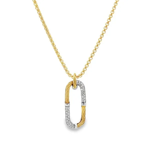 Cable & Chain Paperclip Pendant Necklace with 14K Gold and Diamonds Venus Jewelers Somerset, NJ