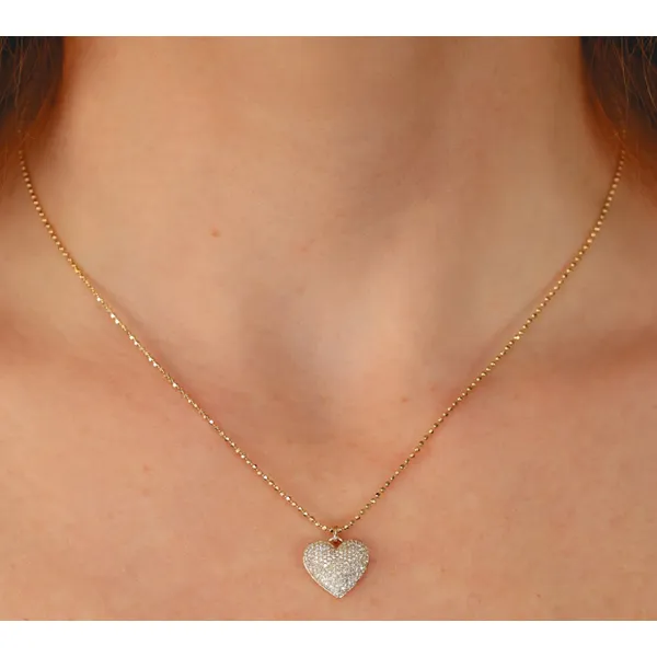 14K White Gold Diamond Pavé Heart Pendant – Elegant 0.36ct Necklace Image 2 Venus Jewelers Somerset, NJ