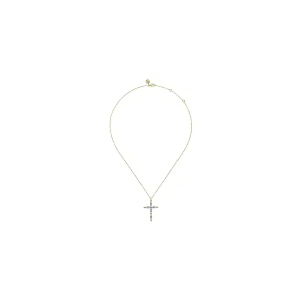 Yellow 14K Gold Diamond Cut Cross Pendant – 0.34ctw on 17.5