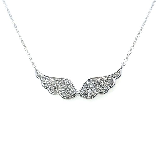Lady’s 14K White Gold Diamond Angel Wings Pendant – 16