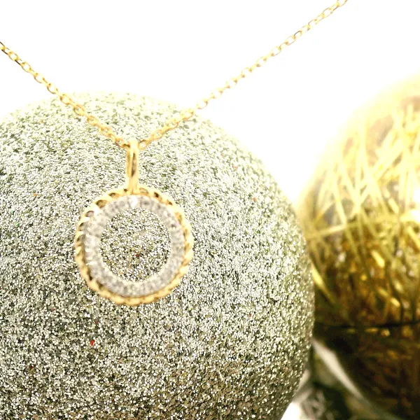 14K Yellow Gold Open Circle Diamond Pendant | 0.05ct TW | 18